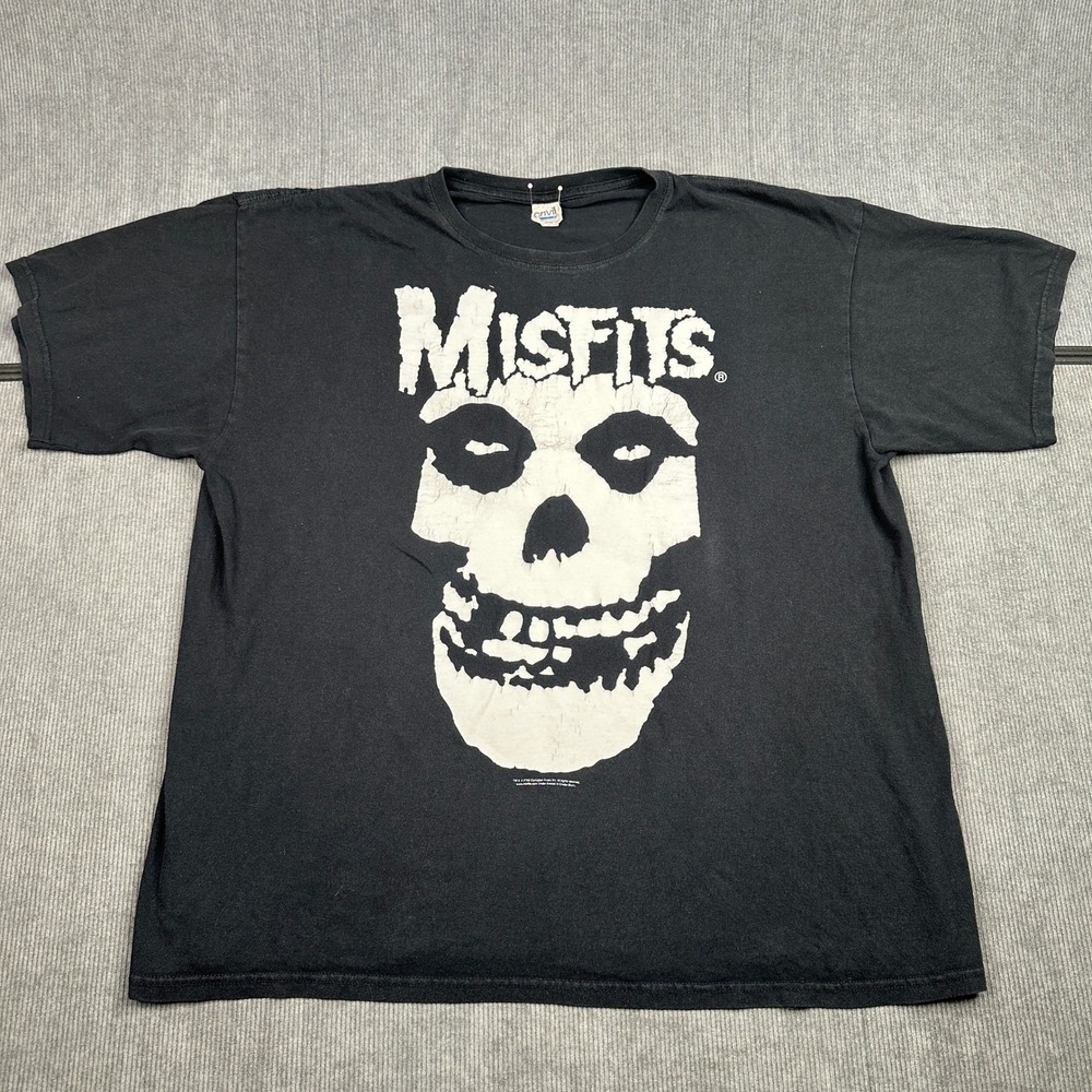 Vintage 2002 Misfits Fiend Skull Band T-Shirt Black Anvil Tag XL Cinder Block